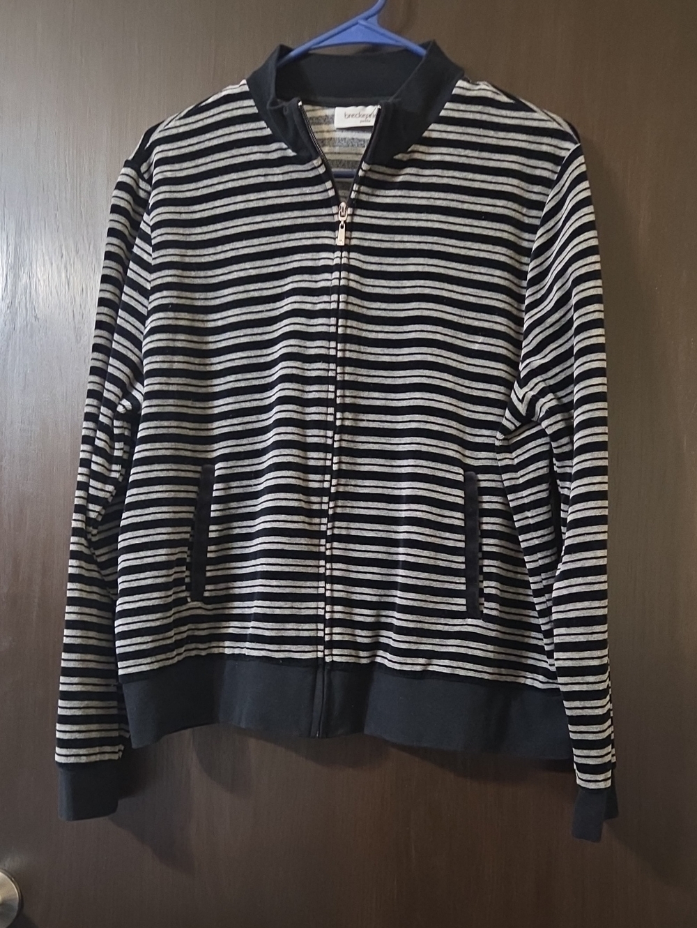 Breckenridge Petite Striped jacket Black & gray very soft PXL